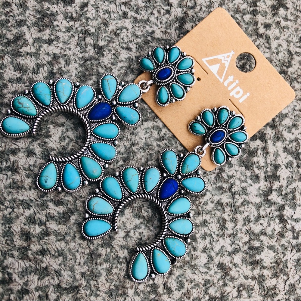 Turquoise Squash Blossom Earrings